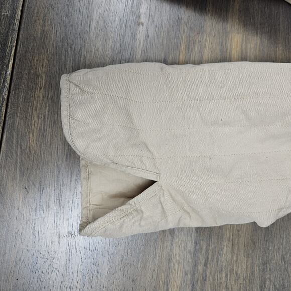 Eileen Fisher Quilted Long Jacket Coat Linen Tencel Organic Cotton Beige M - Picture 7 of 9